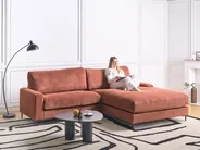 Ecksofa 3-Sitzer MALOY Stoff Hellrot linksseitig_950246