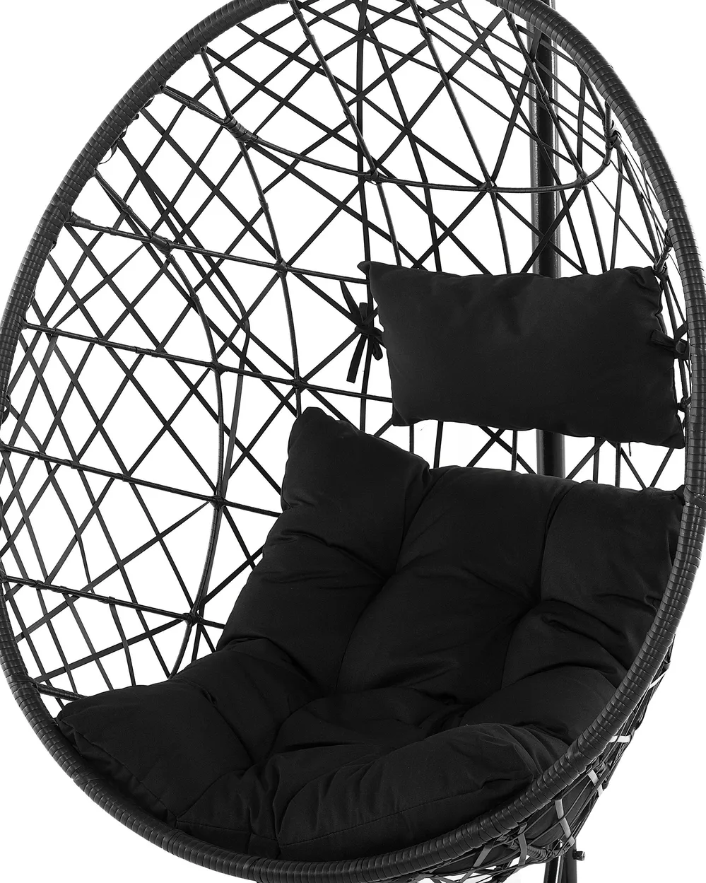 Hängesessel mit Gestell ALATRI Polyrattan Schwarz_791369