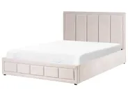 Bett mit Stauraum QUIBERON Chenillegewebe Taupe 160 x 200 cm_1023244