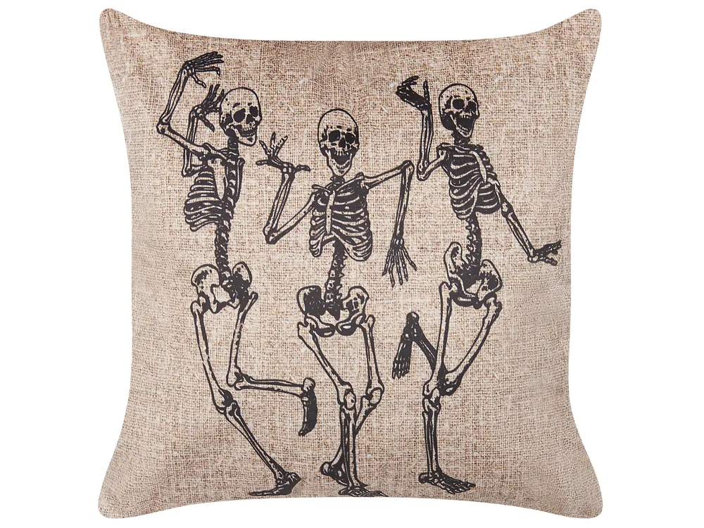 Dekokissen 2er Set MORTESTI 45 x 45 cm Samtstoff Hellbeige Abstraktes Muster_830102