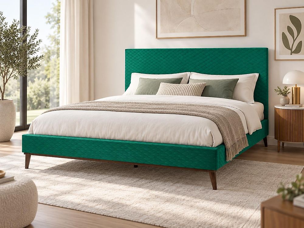 Bed Velvet BAYONNE 180 x 200 cm (EU Super King) Green