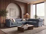 Corner Sofa CHESTERFIELD Fabric Grey Left Hand_1151260