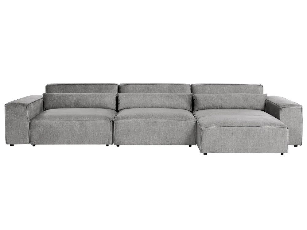 Modular Corner Sofa 4 Seater HELLNAR with Ottoman Fabric Grey Left Hand_912001