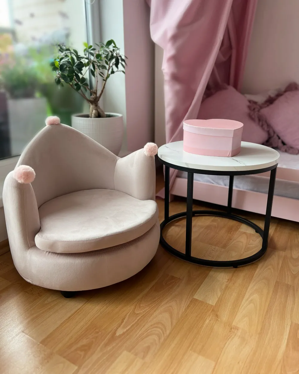Kindersessel Krone VEGA Samtstoff Pastellrosa_980263