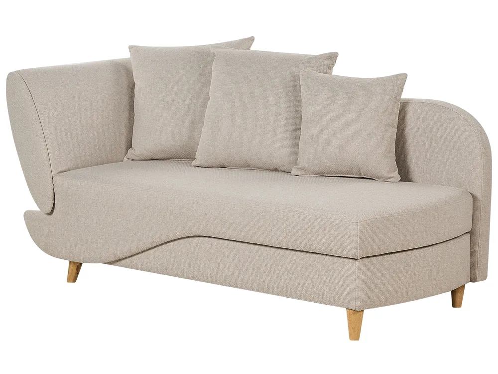 Linksseitige Chaiselongue MERI mit Stauraum Kunstleinen Beige_881249