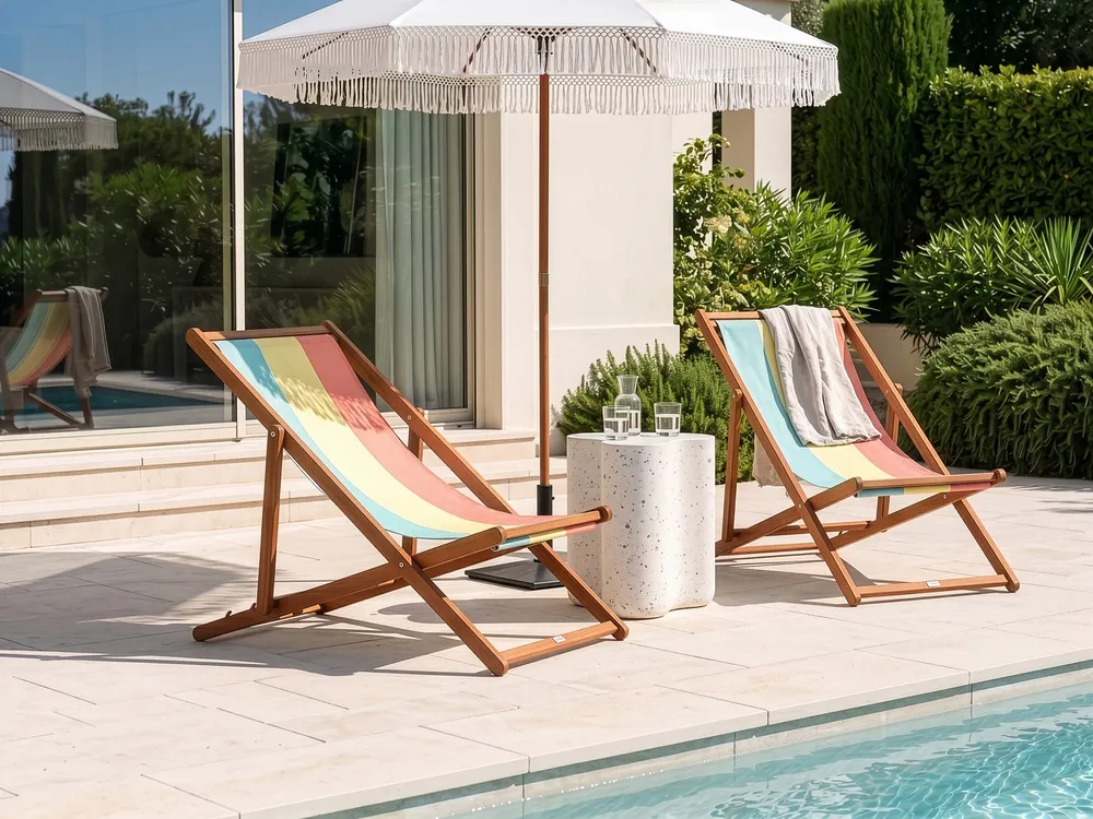 Ersatzstoff für Sonnenliege 2er Set ANZIO/AVELLINO 113 x 44 cm Bunt