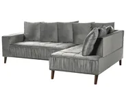 Ecksofa 3-Sitzer GRENA Samtstoff Hellgrau linksseitig_837250