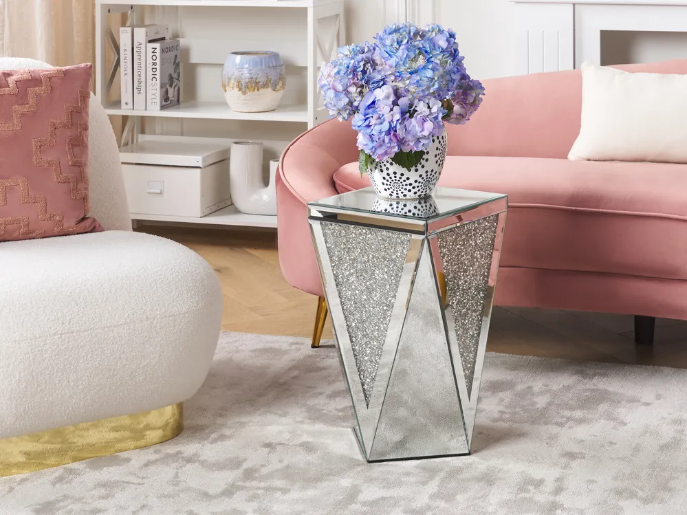 Beistelltisch LUXEY Glas Silber verspiegelt