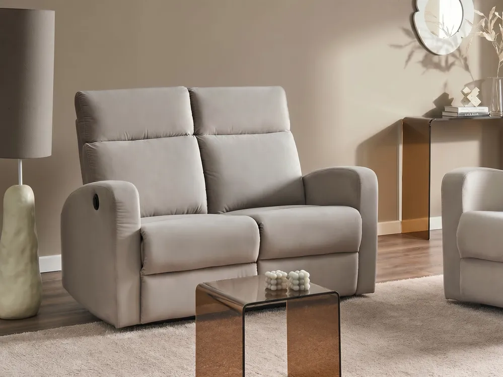 Electric Recliner Sofa 2 Seater VERDAL Velvet Beige