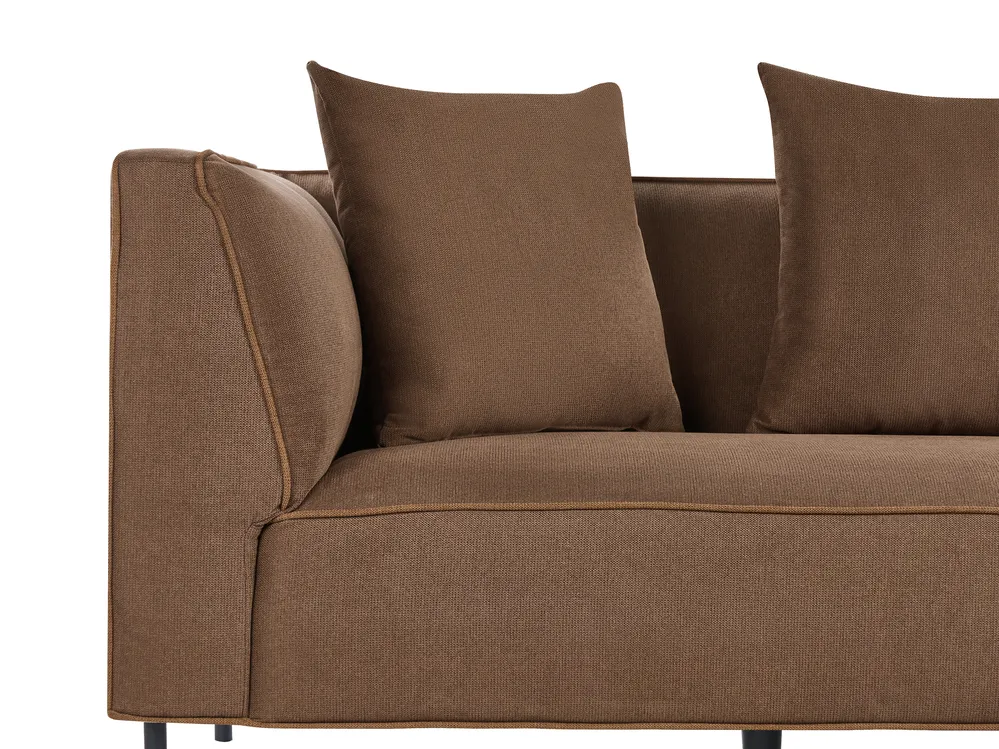 Corner Sofa 3 Seater SATER Fabric Brown Left Hand_1019342