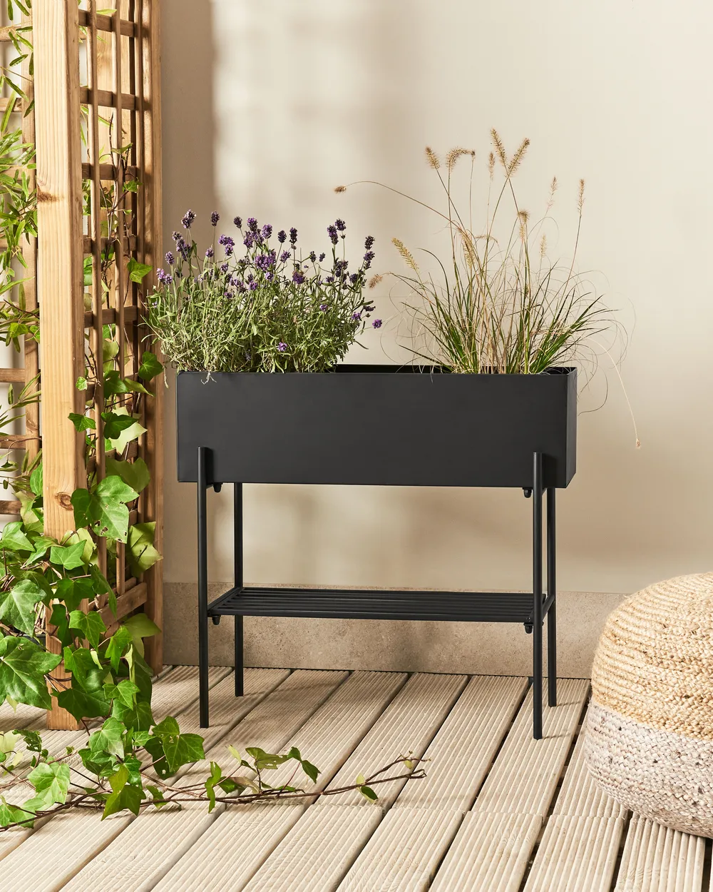 Elevated Plant Pot VINCA Metal 70 cm Black - Beliani.nl