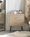 Nachttisch mit 2 Schubladen ESSONNE Kunstleder Beige