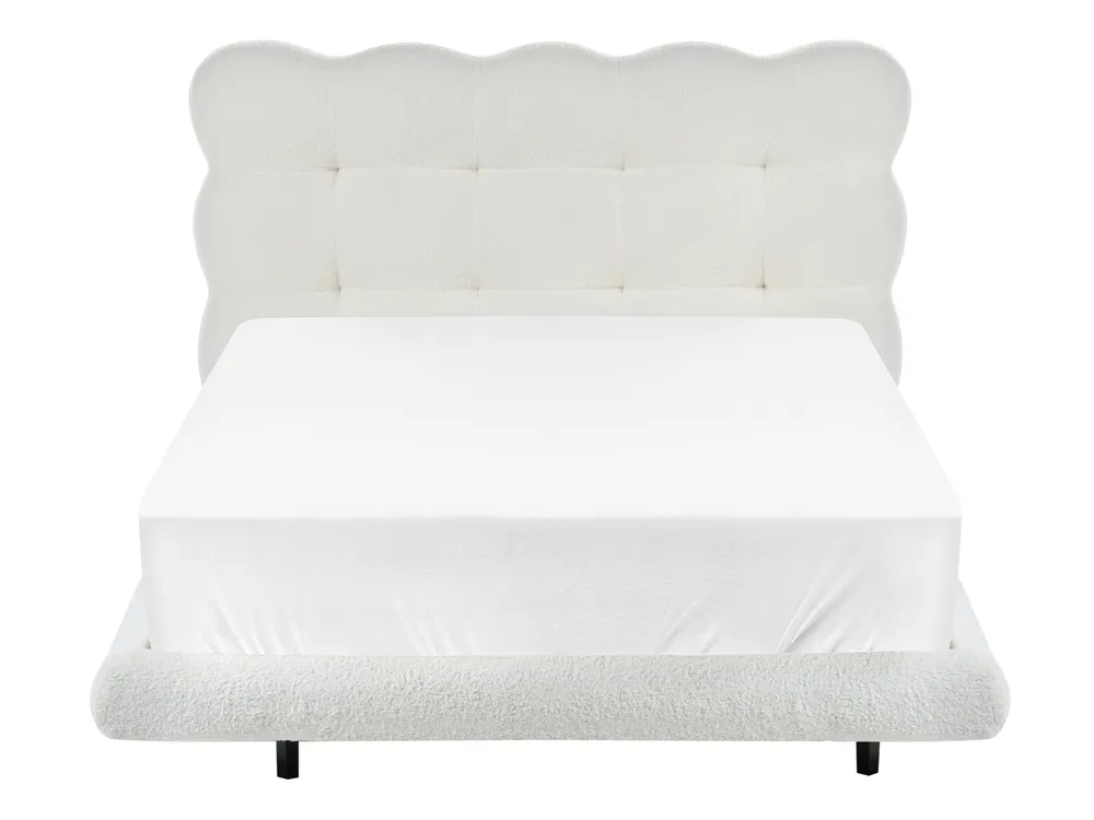 Bett mit Lattenrost Bouclé SOULISSE 120 x 200 cm Cremeweiß_1129906