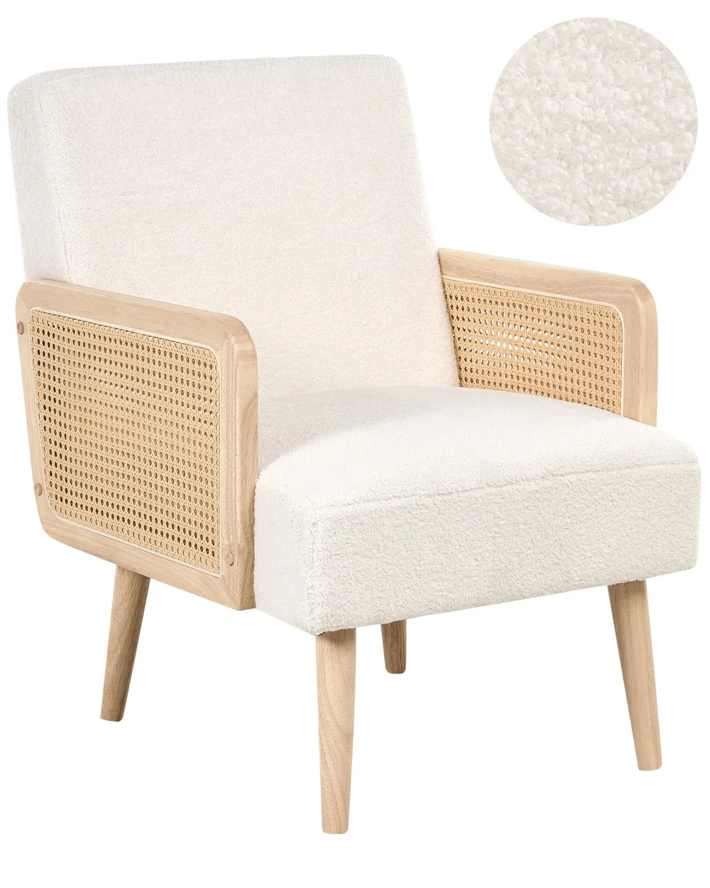Sessel HOJBY Bouclé Cremeweiß