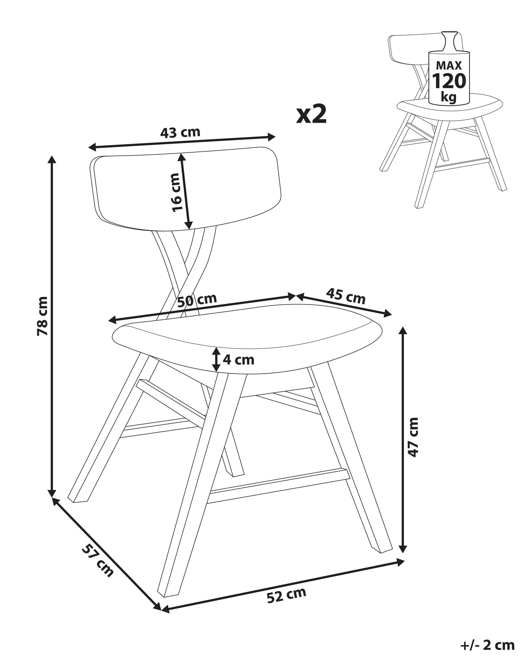 Set of 2 Dining Chairs LELAND Wood Brown/ Off-White_1065917