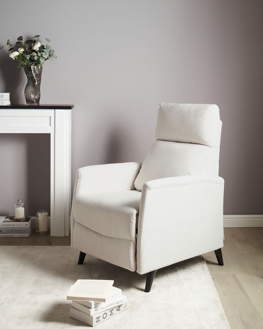 Relaxfauteuil SELVIK inclusief voetensteun Stof Gebroken wit