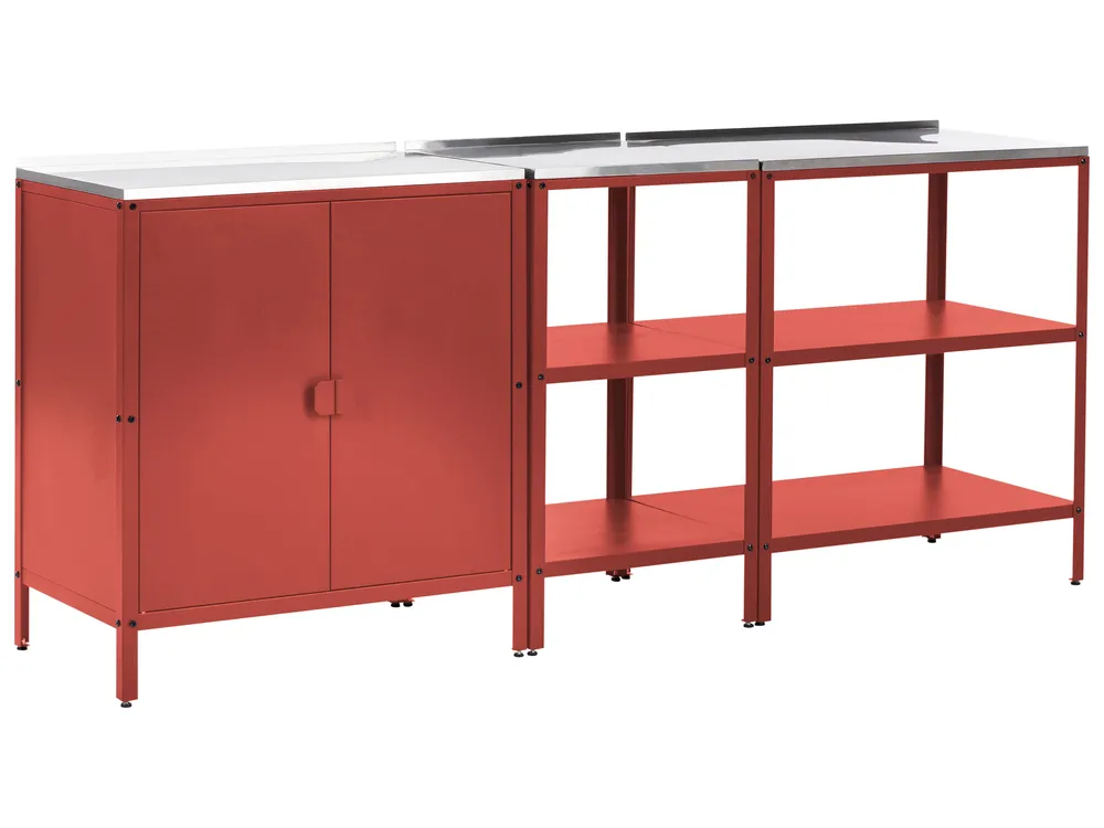 Outdoor-Küche 3er Set VILAMA Rot Metall