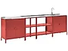 Outdoor-Küche 4er Set mit Spüle VILAMA Rot Metall