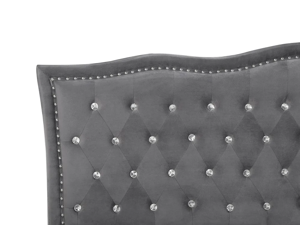 Bett mit Stauraum METZ Samtstoff Dunkelgrau 140 x 200 cm_736198