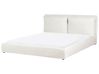 Bett mit Lattenrost Samtstoff BAJONNA 180 x 200 cm Cremeweiß