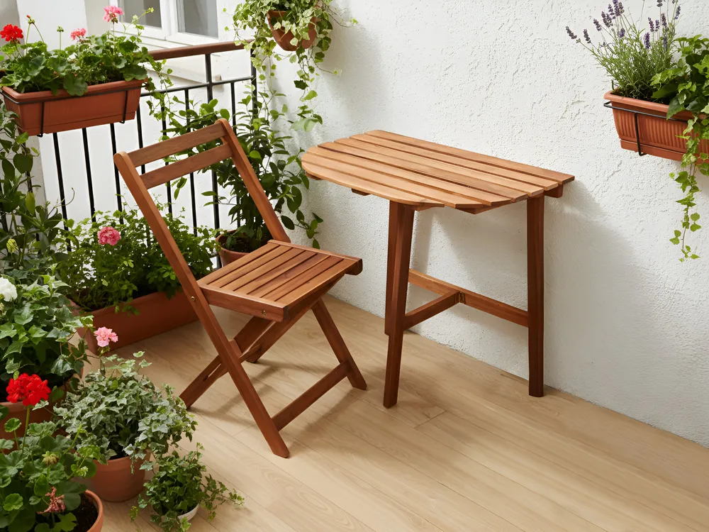 Outdoor Bistrotisch OSIGO 44 cm 70 cm Akazienholz Braun