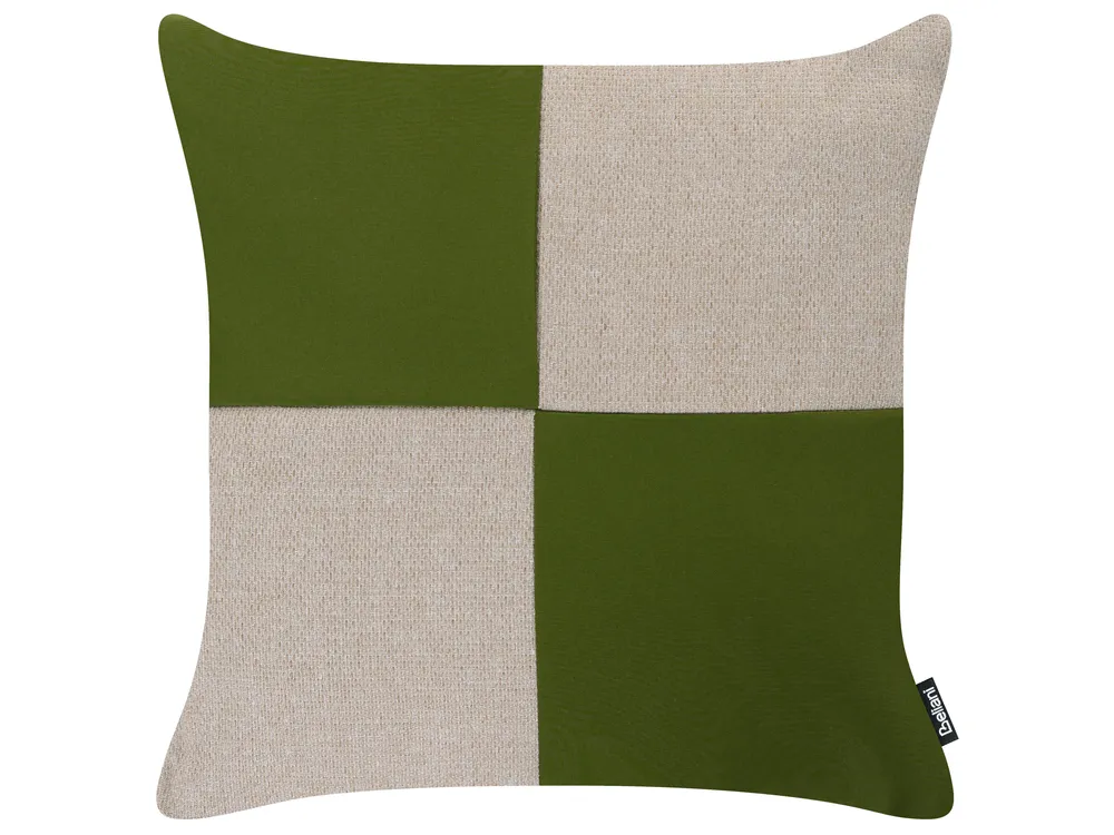 Lot de 3 coussins d'extérieur ALETRIS À carreaux 45 x 45 cm Beige/vert_1125195