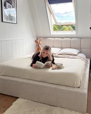 Bett mit Stauraum BASTON Bouclé Hellbeige 160 x 200 cm_1034176