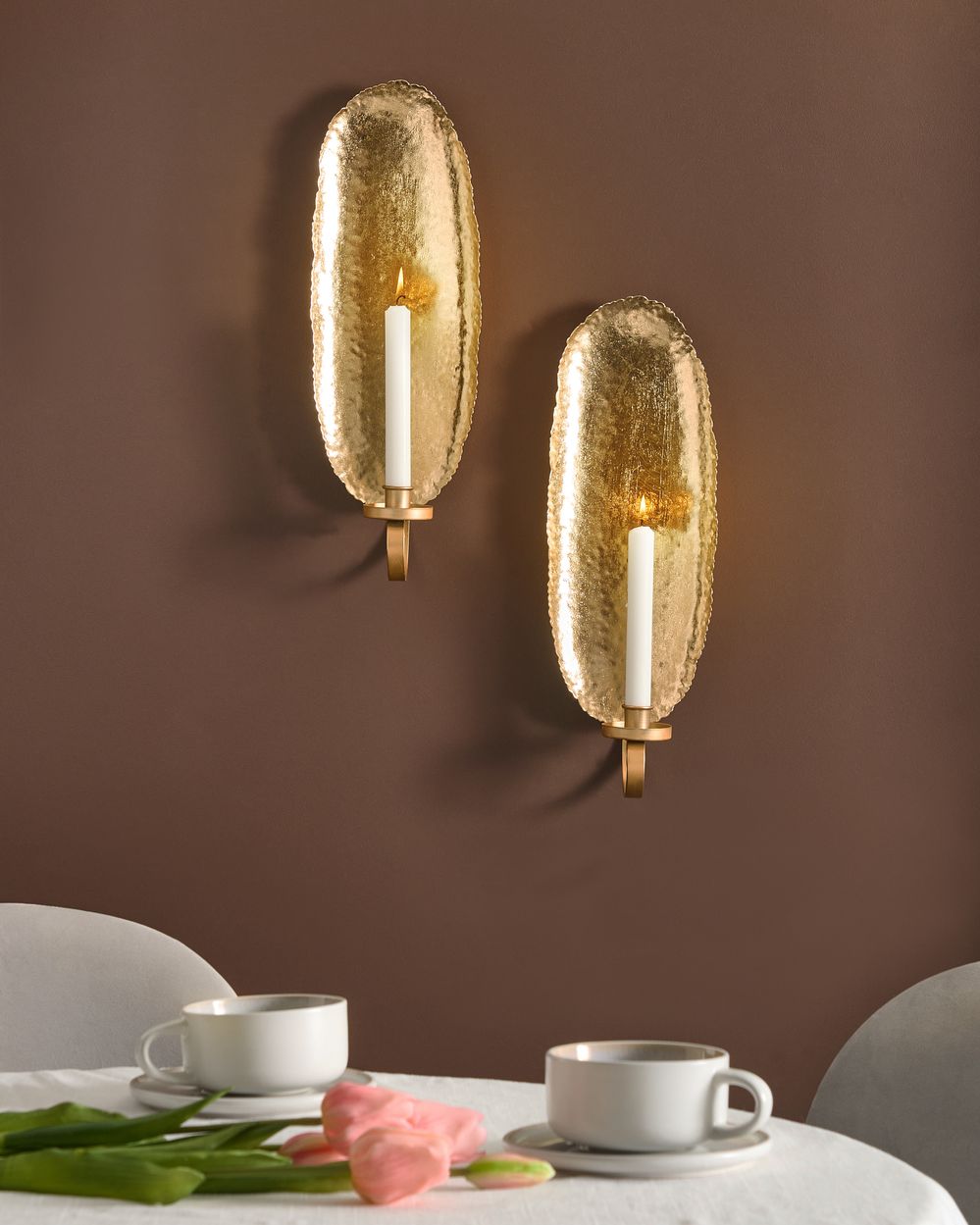 Lot de 2 bougeoirs FEIJO 44 cm Métal Doré