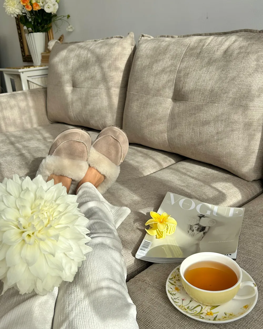 Corner Sofa 3 Seater SERSAN Chenille White Left Hand_978507