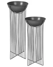 Blumentopf mit Beinen 2er Set FICARIA 22 cm Metall Schwarz_933792