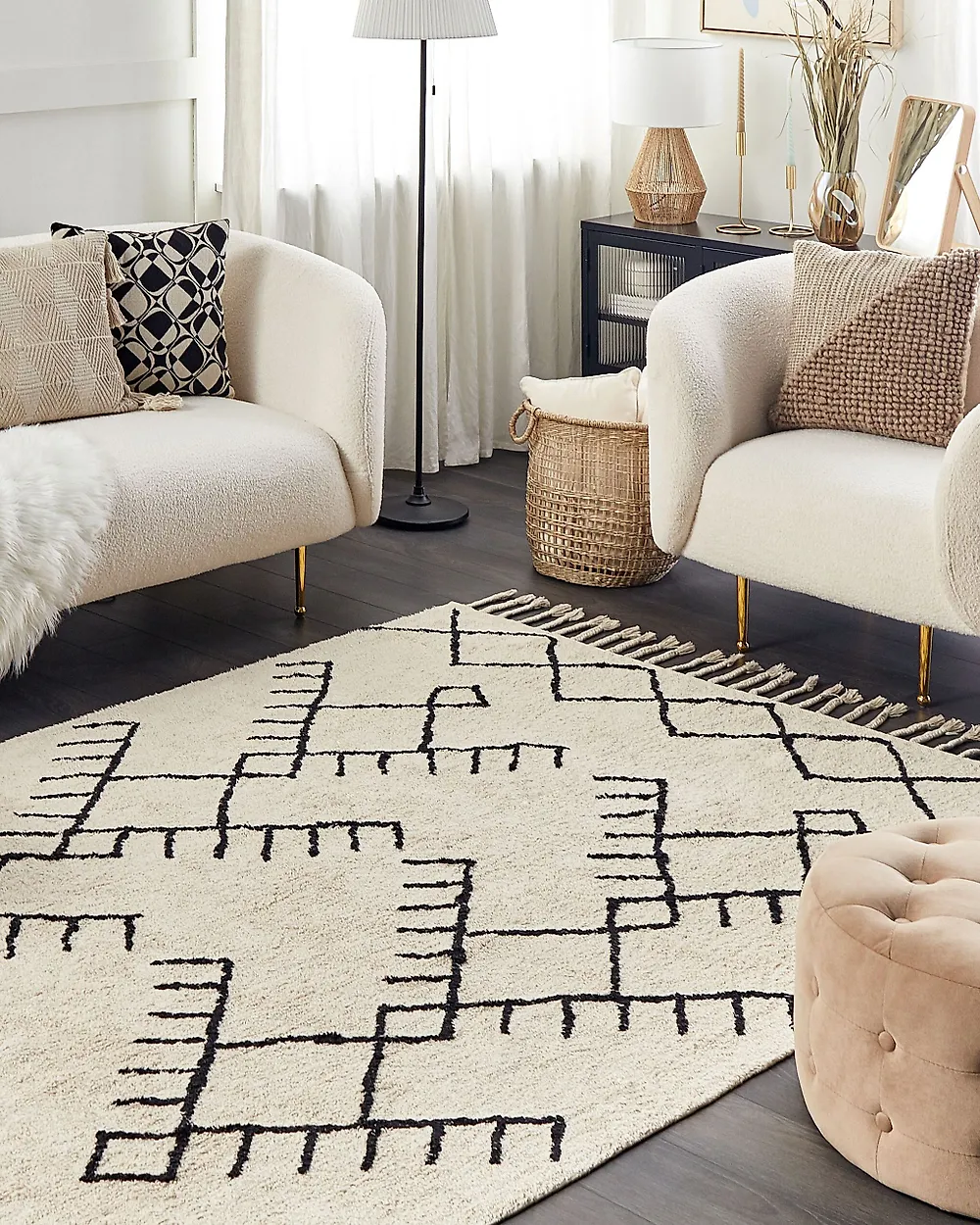 Rug ERLER Light Beige 160 x 230 cm Cotton_1178497