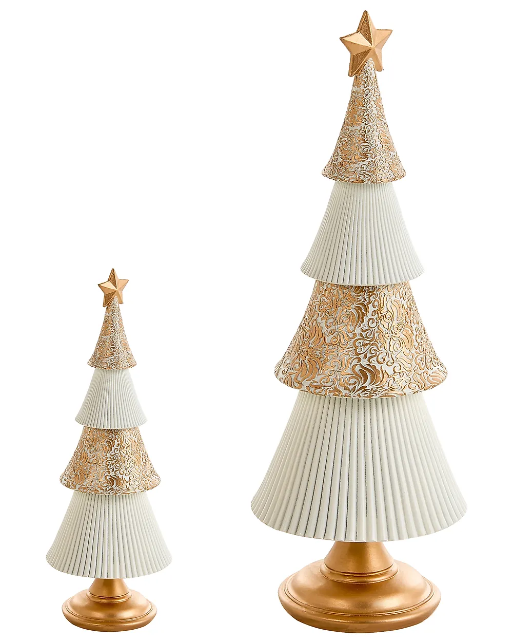 Weihnachtsdekoration 2er Set ASPO 32/41 cm Weihnachtsbaum Cremeweiß / Gold