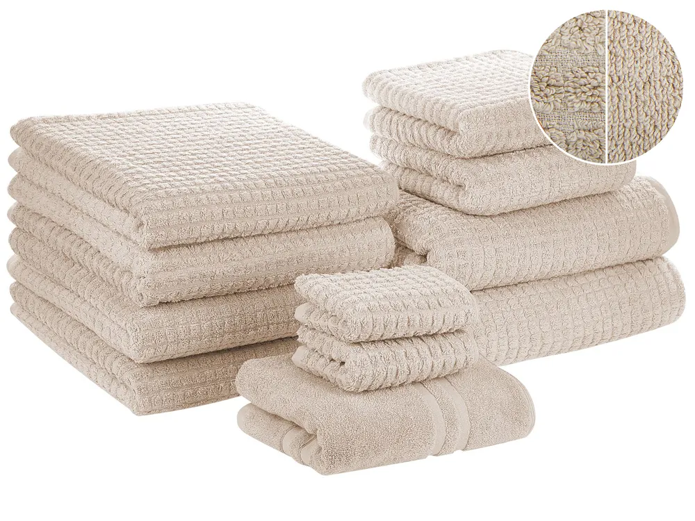 Lot de 11 serviettes ATAI Coton Beige_797621