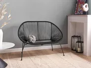 Garden Bench ACAPULCO II 113 cm PE Rattan Black_968210