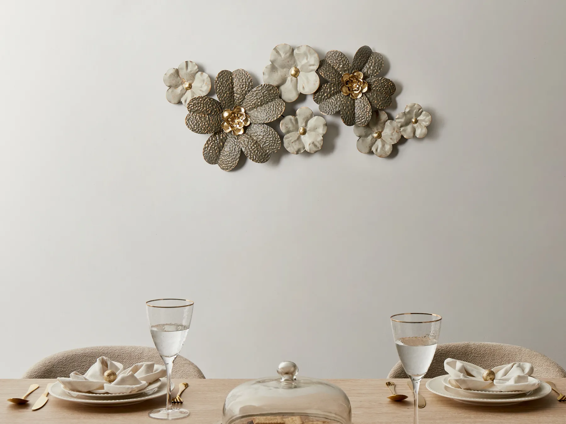Wandobjekt Blume LANTHANUM Metall 52 cm Beige_1007328