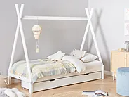 Set of 2 Bed Storage Drawers Pine Wood CRONAT White_964223