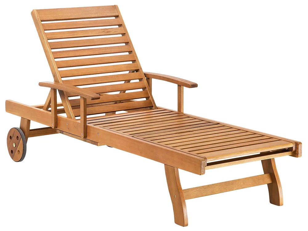 Sun Lounger with Cushion JAVA PREMIUM Reclining Acacia Wood Blue_1070444