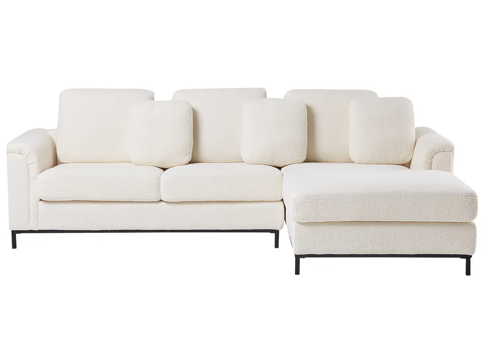 Corner Sofa 4 Seater OSLO Boucle White Left Hand_946668