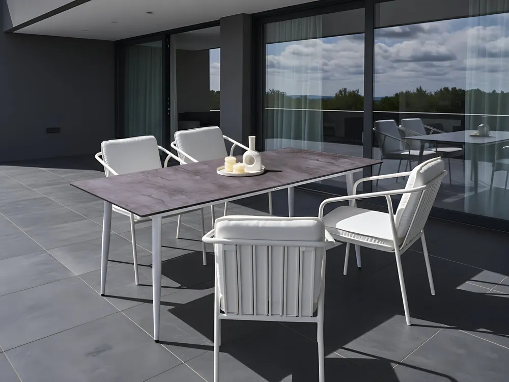 Gartentisch TOLENTINO 180 cm 90 cm Steinoptik Grau