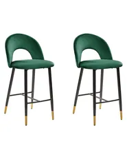 Set mit 2 Barstühlen FALTON Samtstoff Smaragdgrün_871420