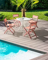 Gartenstuhl 4er Set TALCA klappbar Korallenrot_1187002
