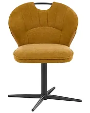 Set of 2 Chairs Swivel WORCESTER Chenille Mustard_1156580