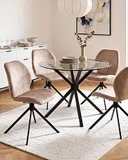 Esszimmerstuhl 4er Set drehbar MORRISON Samtstoff Beige_1155978