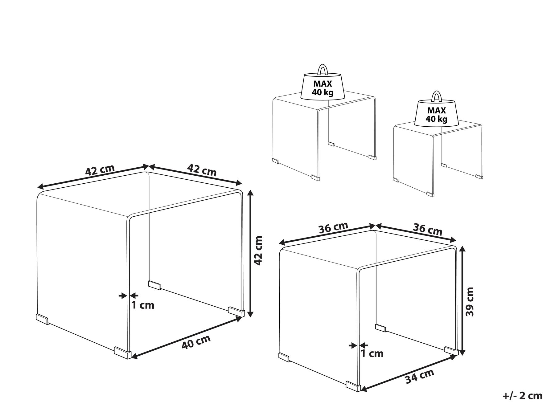 Set of 2 Side Tables KENDALL Tempered Glass Black_953581