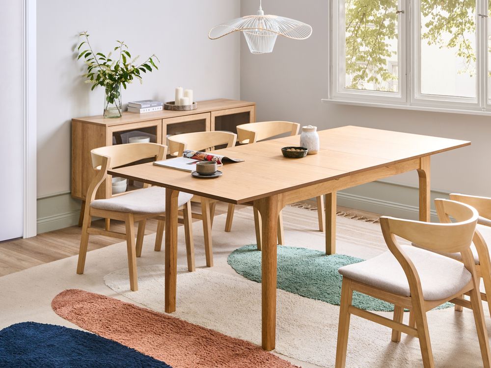 Ausziehbarer Esstisch DELMAS Helle Esche 160/200 cm 90 cm