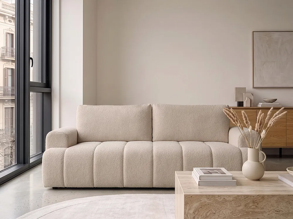 Bank 3-zits NARILLA Bouclé Beige_1156517