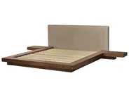Bett mit LED Bouclé ZEN 160 x 200 cm Braune Esche_1080010