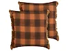 Set of 2 Decorative Cushions BARJA 45 x 45 cm Orange Checked