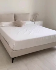 Bett mit Lattenrost Chenillegewebe MELLE 180 x 200 cm Hellbeige_1172252