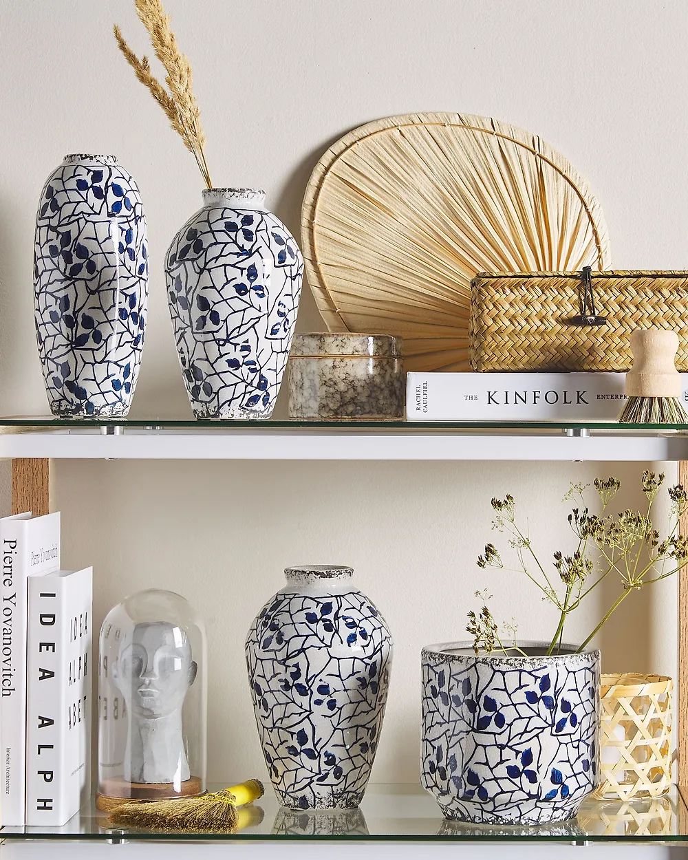 Flower Vase MALLIA 20 cm Stoneware White_1179702